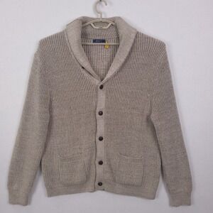 Polo Ralph Lauren Heavy Cotton Knit Shawl Collar Cardigan Sweater Beige XXL